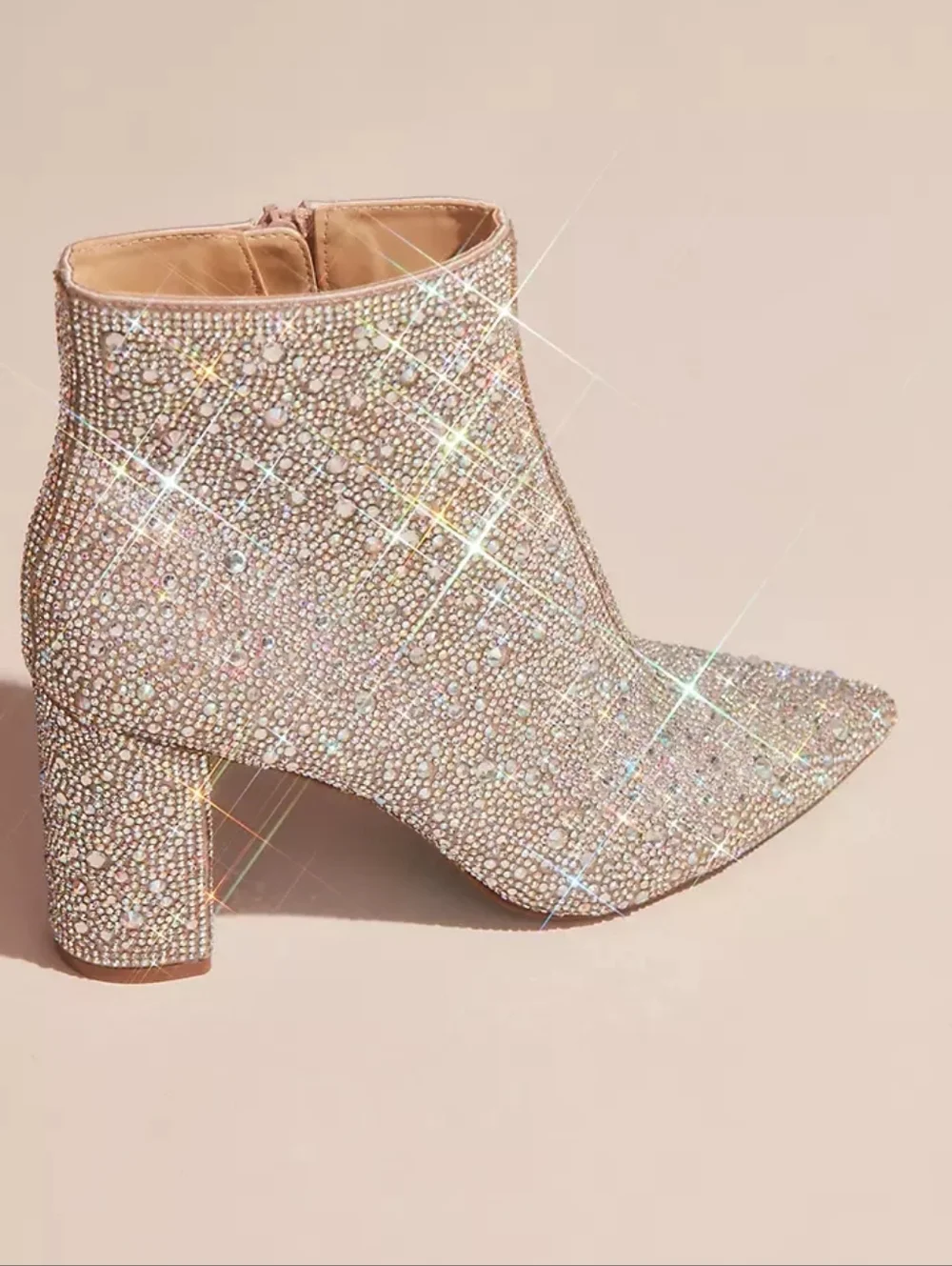 Blue By Betsey Johnson Rhinestone Encrusted Heeled Ankle Booties Size 7.5 - Picture 3 of 16